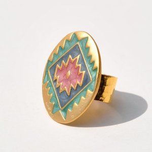 Ring tribal Southwest style 24K adjustable band